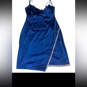 Liz & Sara Womens Size Medium Bodycon Side Cinch Sexy Blue Dress Bling